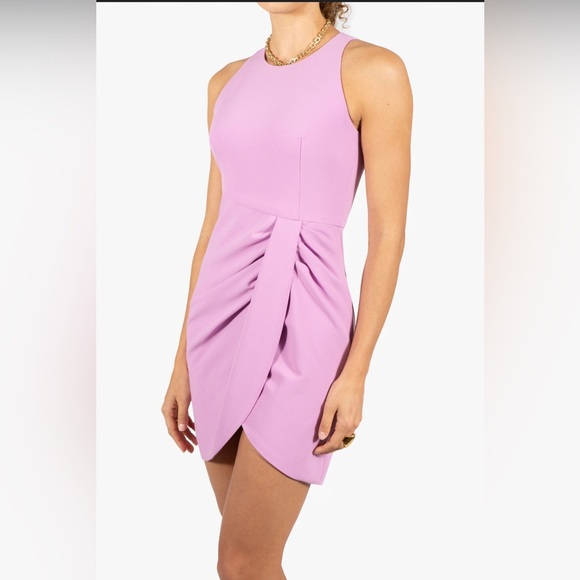 Black Halo Lilac Brett Drape Mini Dress Sleeveless Crepe in Lilac - Picture 9 of 9
